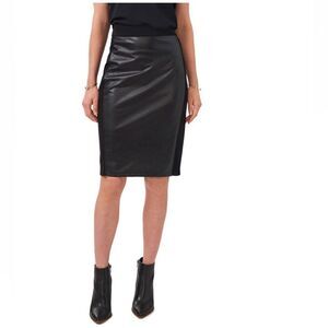 1.STATE Pieced Faux Leather & Knit‎ Midi Skirt, Black, Size Small (4/6), NWT